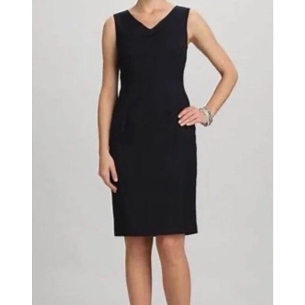 Ann Taylor Sheath Dress 8 Classic V Ponte Stretch Sleeveless Career Church NEW